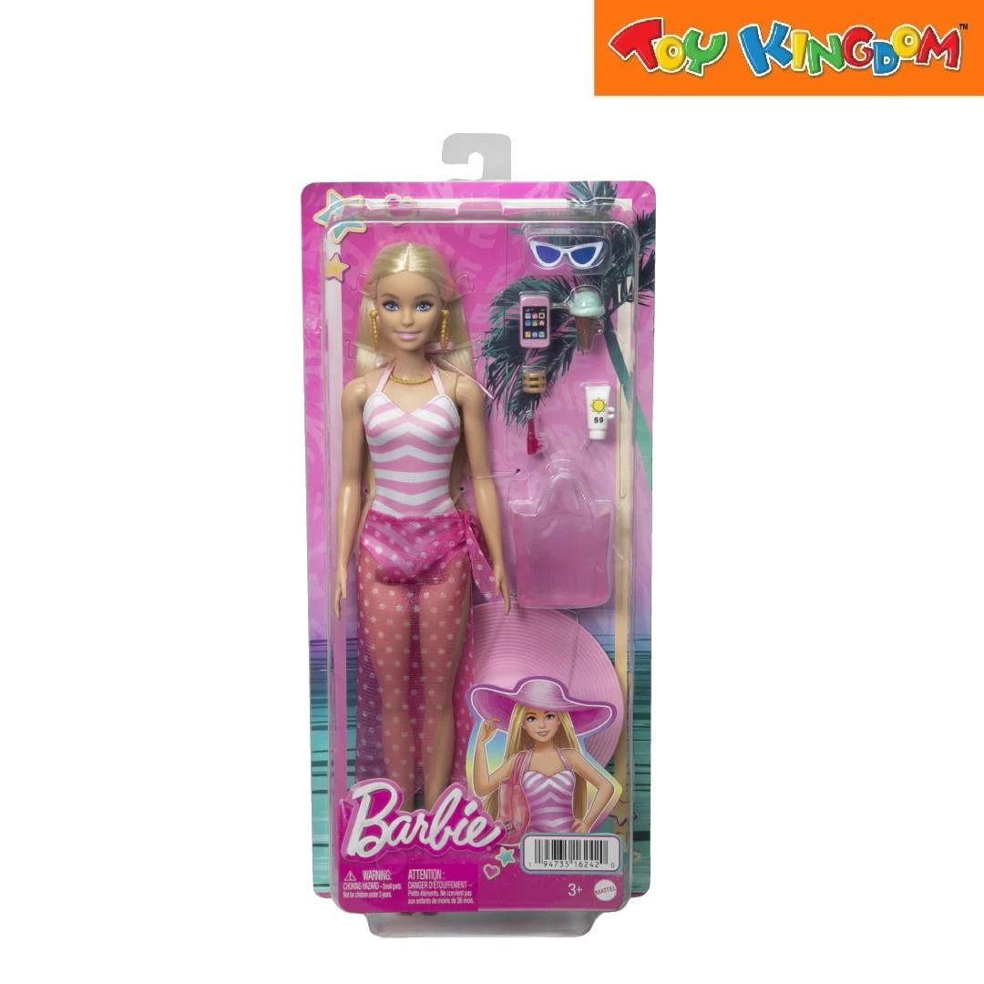 Barbie Blonde Doll With Swimsuit And Beach-Themed Accessories 1 Barbie Blonde Doll With Swimsuit And Beach-Themed Accessories