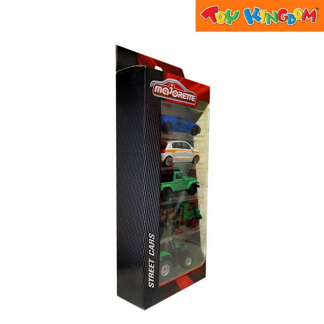 Majorette Street Cars Blue, White, Green, Log Truck And Tractor 5 Pack Vehicle Playset 2 Majorette Street Cars Blue, White, Green, Log Truck And Tractor 5 Pack Vehicle Playset - Image 2