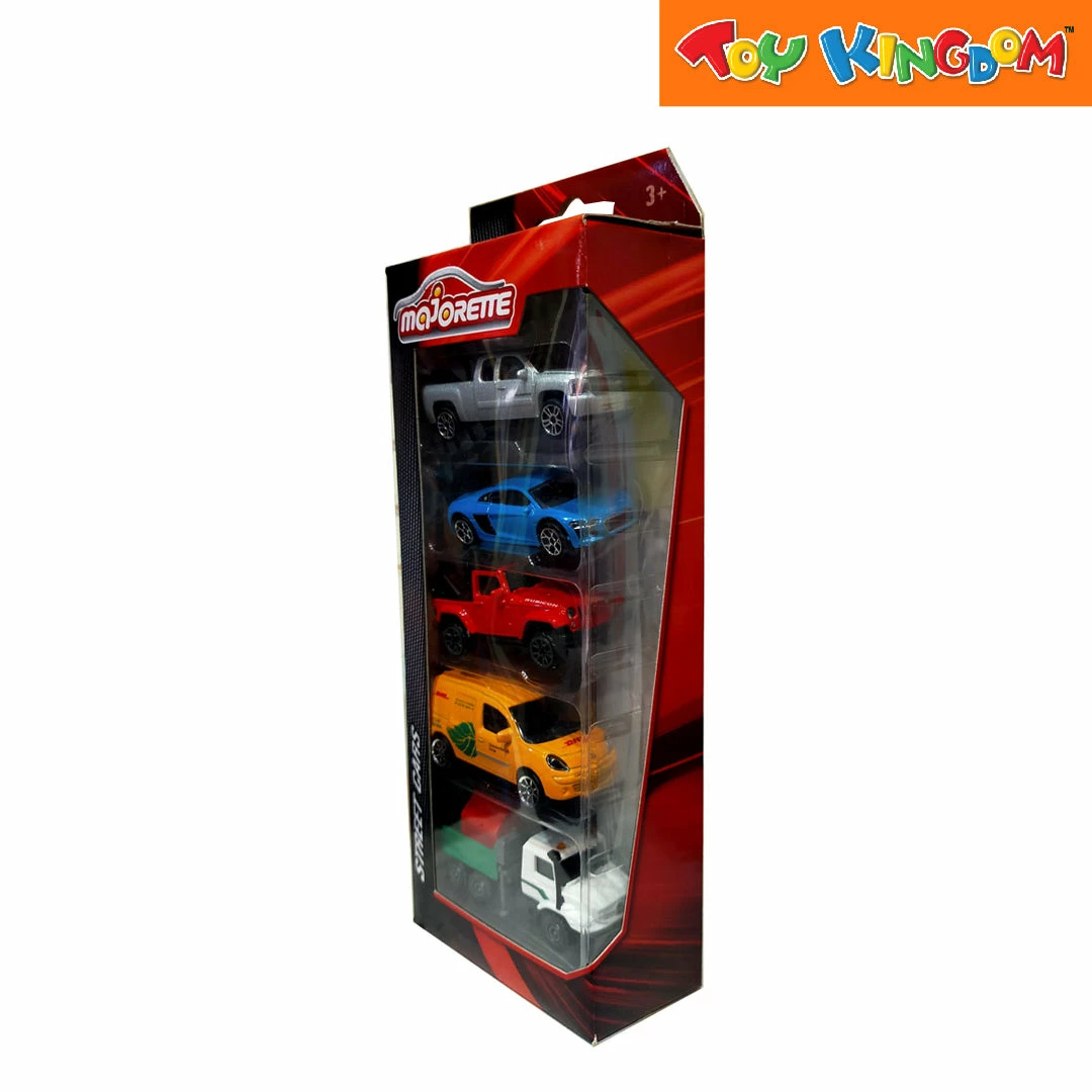 Majorette Street Cars Silver, Blue, Red, Orange And White-Green 5 Pack Vehicle Playset 2 Majorette Street Cars Silver, Blue, Red, Orange And White-Green 5 Pack Vehicle Playset - Image 2