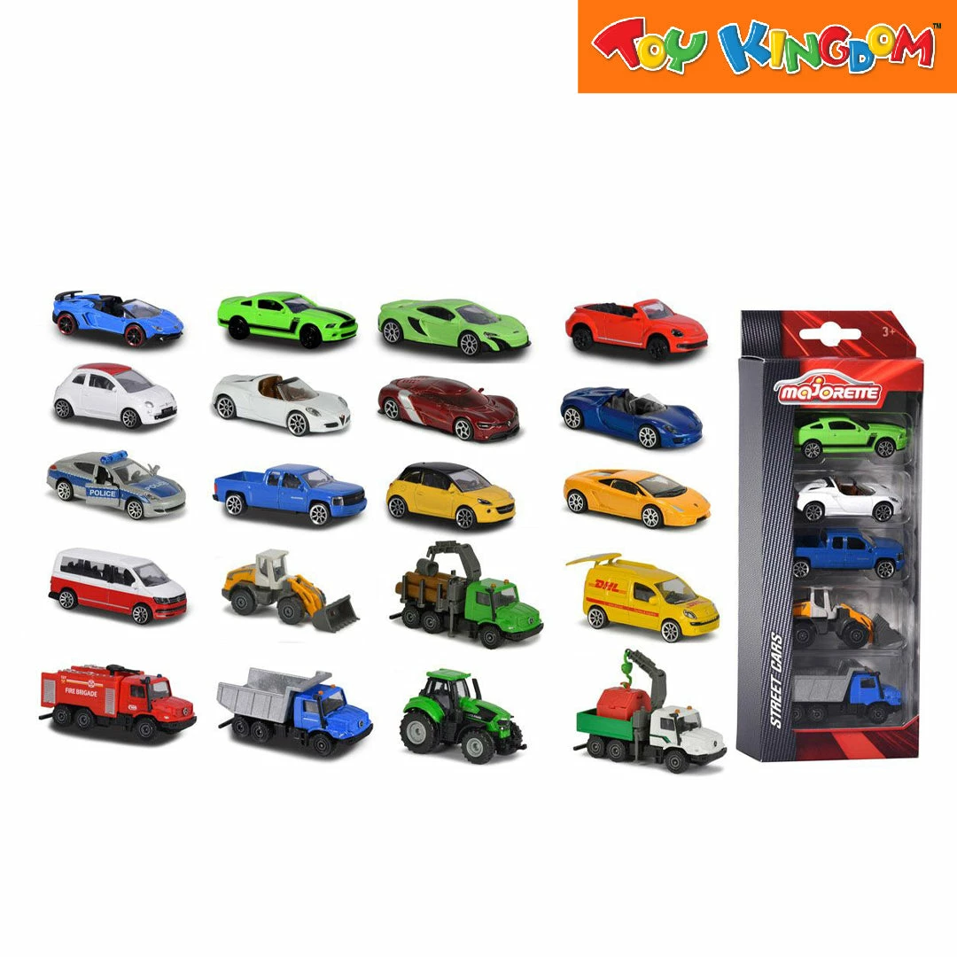 Majorette Street Cars Silver, Blue, Red, Orange And White-Green 5 Pack Vehicle Playset 4 Majorette Street Cars Silver, Blue, Red, Orange And White-Green 5 Pack Vehicle Playset - Image 4