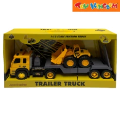 Earth Movers Trailer Truck With Loader 1:12 Scale Friction Vehicles