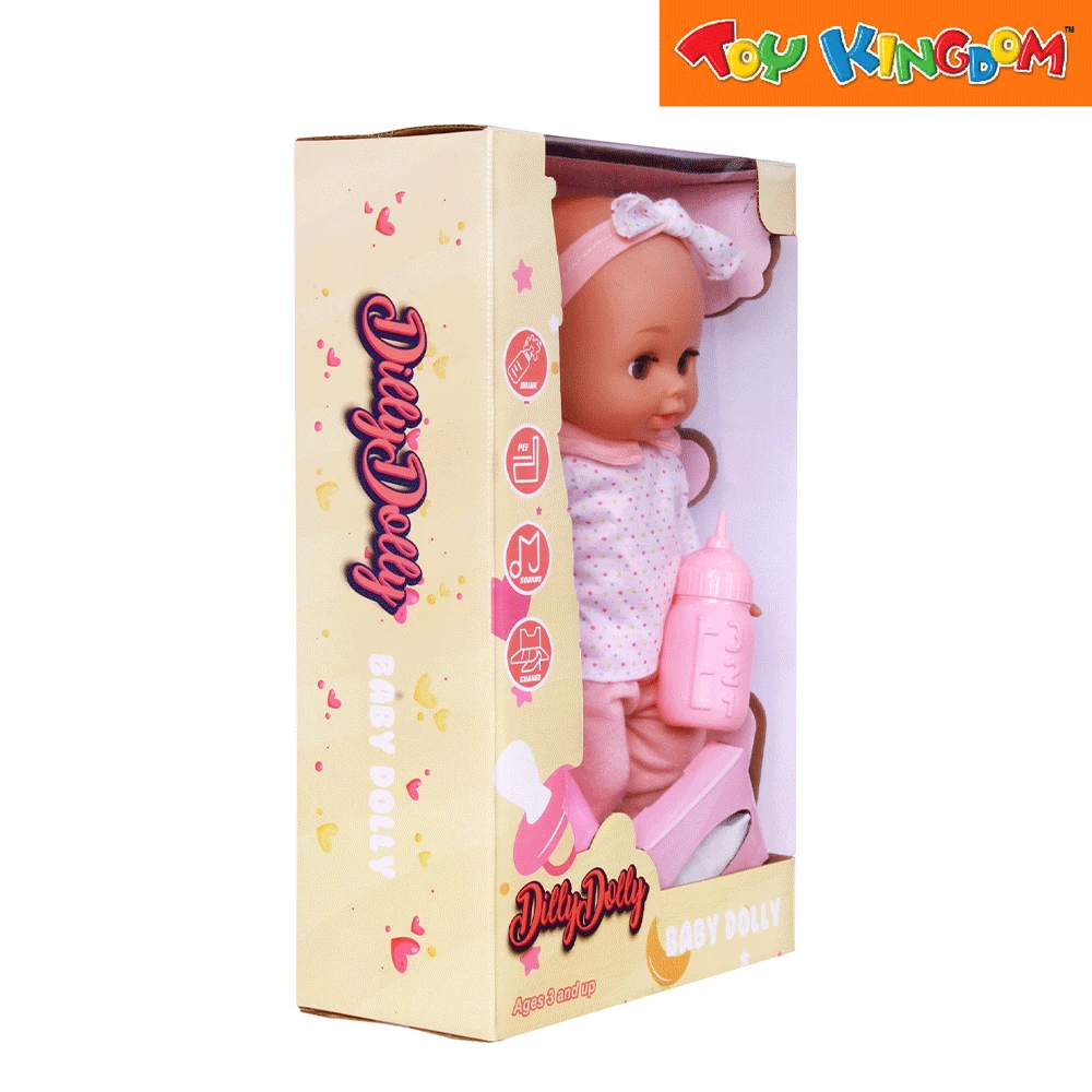 Dilly Dolly Baby Dolly Pink Pajama With White Ribbon Doll 2 Dilly Dolly Baby Dolly Pink Pajama With White Ribbon Doll - Image 2