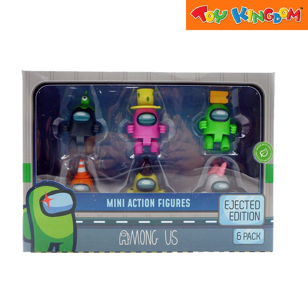 Among Us Black, Pink, Green, Orange, Yellow And Gray 6 Pack Mini Action Figures 1 Among Us Black, Pink, Green, Orange, Yellow And Gray 6 Pack Mini Action Figures