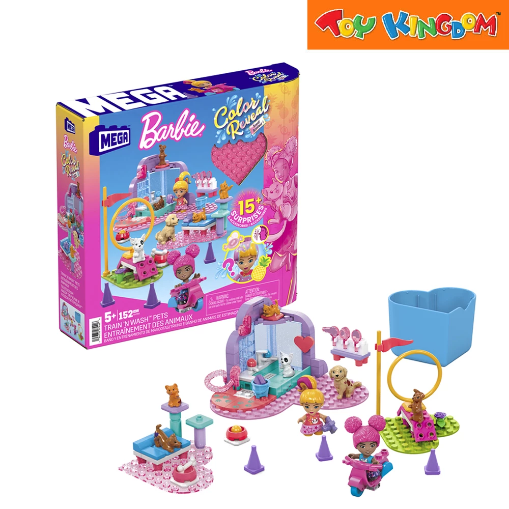 Megabloks Color Reveal Mega Barbie Train 'N Wash Pets Playset 2 Megabloks Color Reveal Mega Barbie Train 'N Wash Pets Playset - Image 2